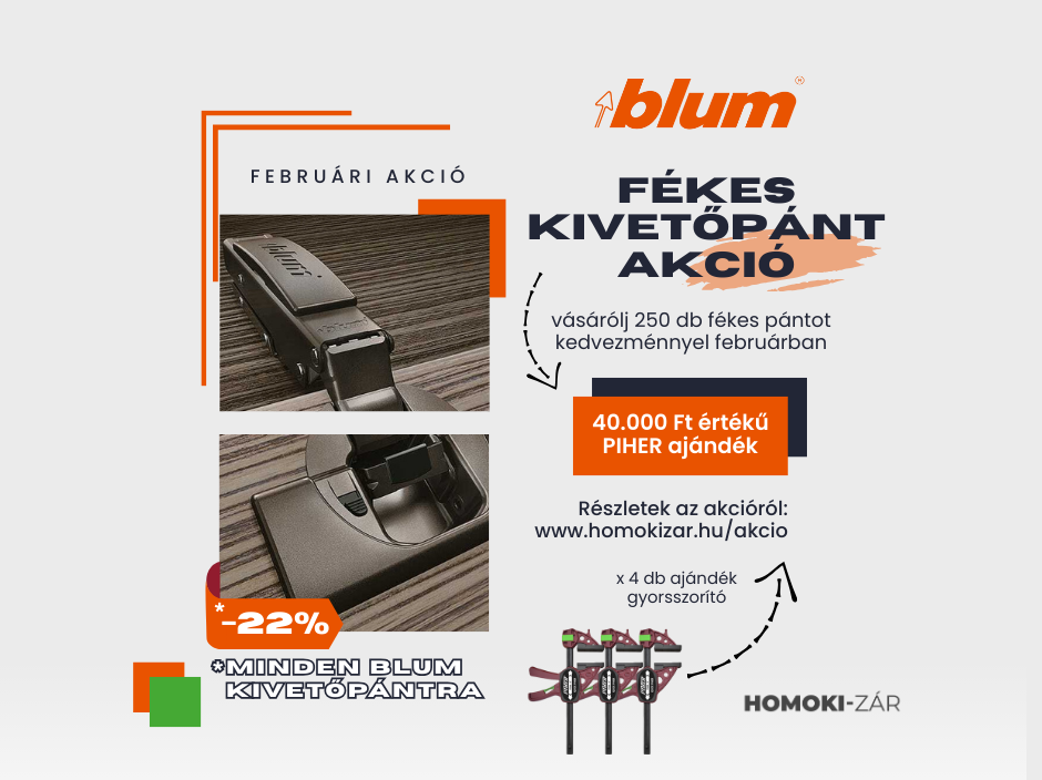 BLUM februári kivetőpánt akció + ajándék Piher szorítókkal